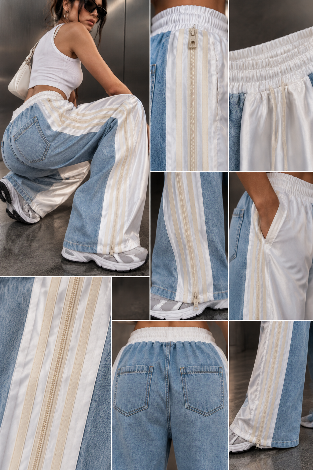 ETICRUE Duality Denim Panel Track Pants