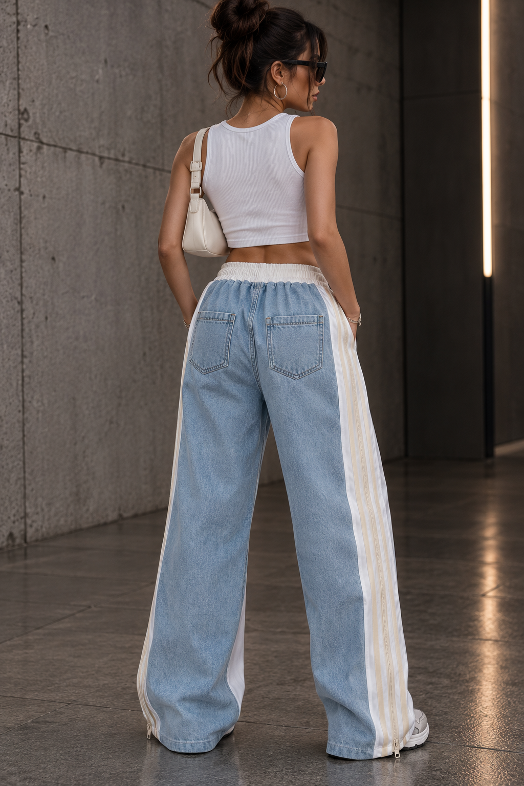 ETICRUE Duality Denim Panel Track Pants