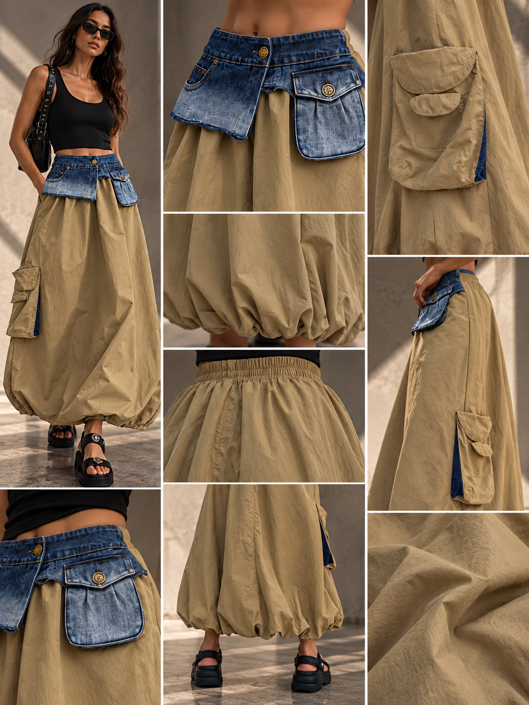 ETICRUE DESERT DENIM UTILITY SKIRT