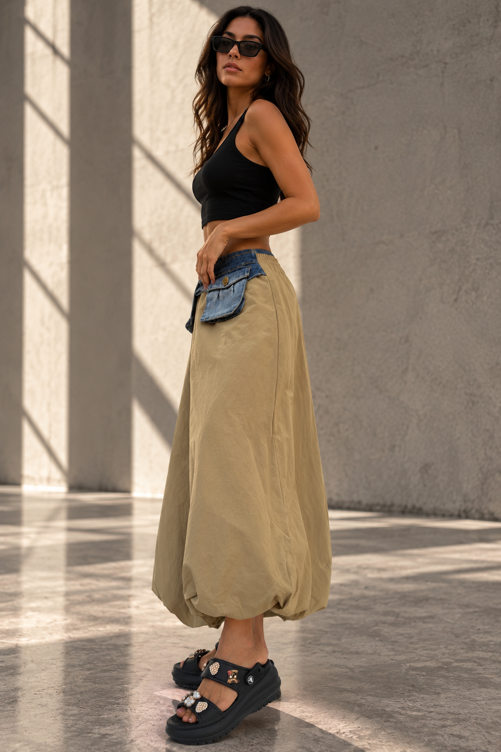 ETICRUE DESERT DENIM UTILITY SKIRT