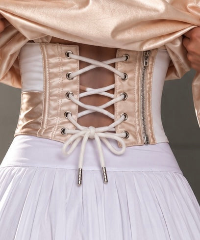 ETICRUE CHAMPAGNE CORSET TRACK JACKET