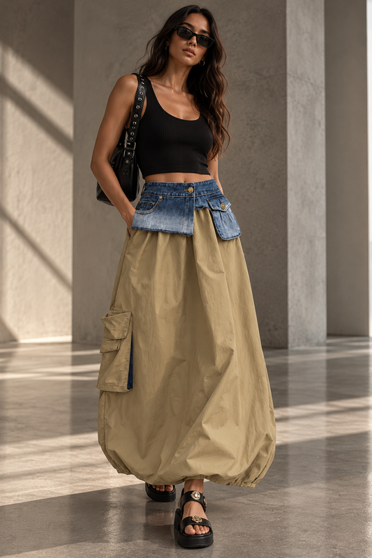 ETICRUE DESERT DENIM UTILITY SKIRT