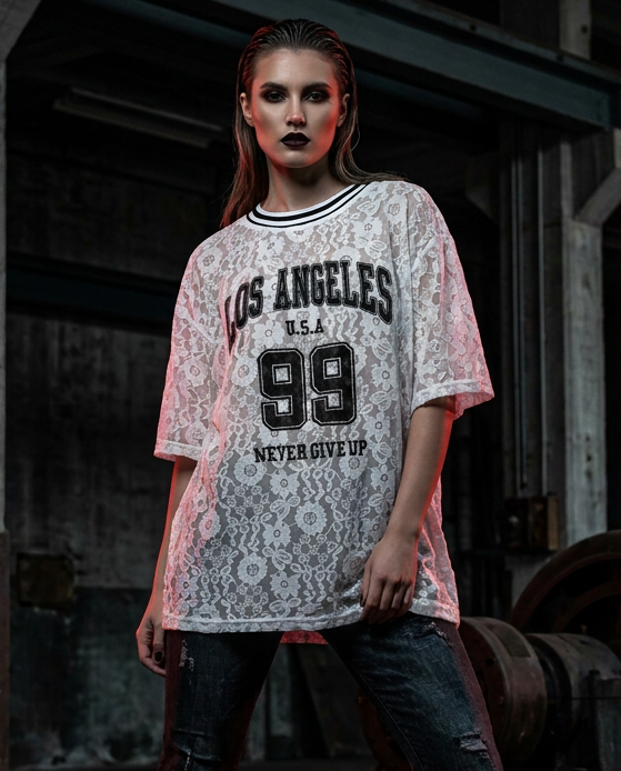 ETICRUE LACE 99 OVERSIZED TOP