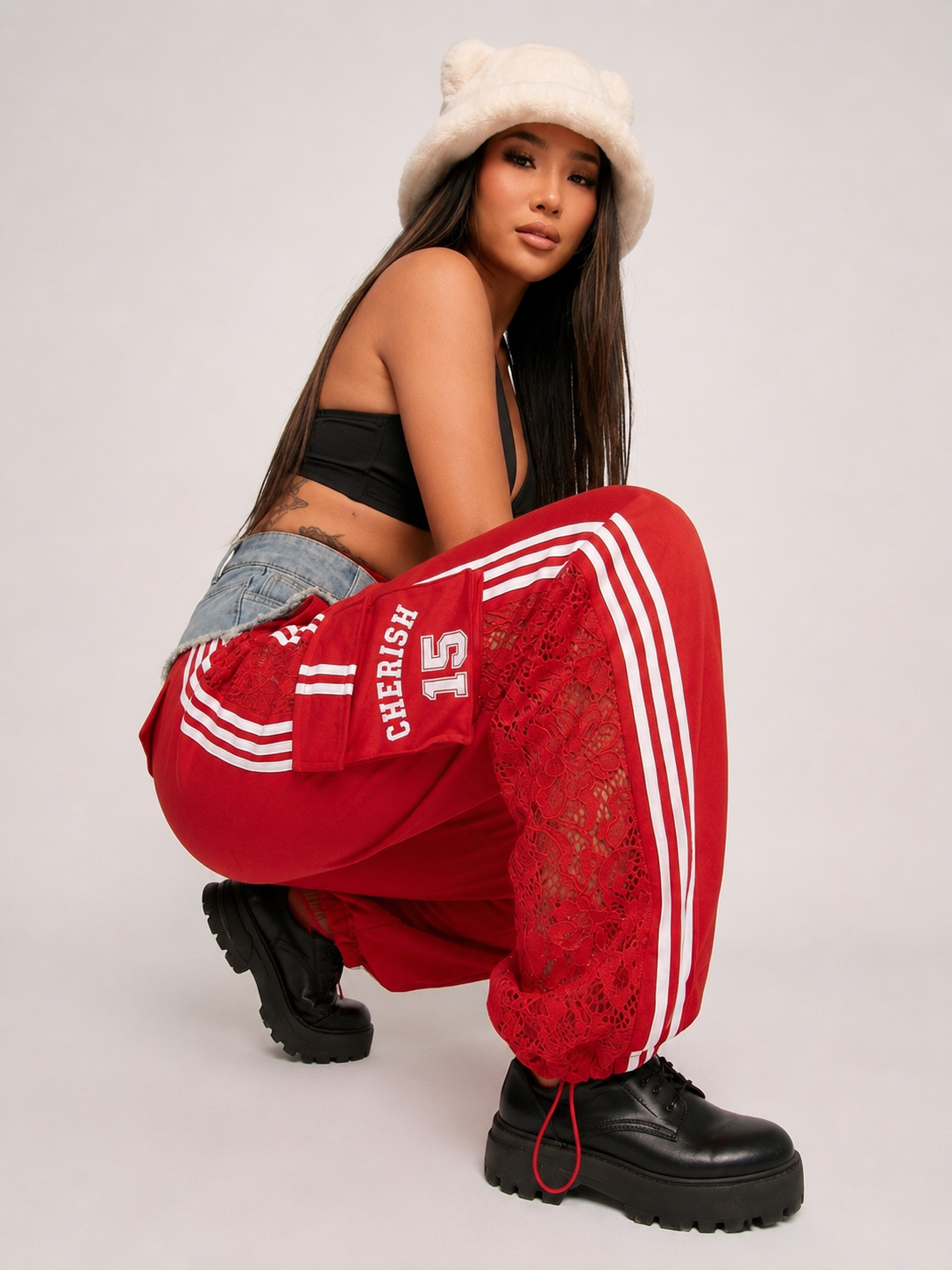 ETICRUE Cherish 15 Lace Cargo Track Pants