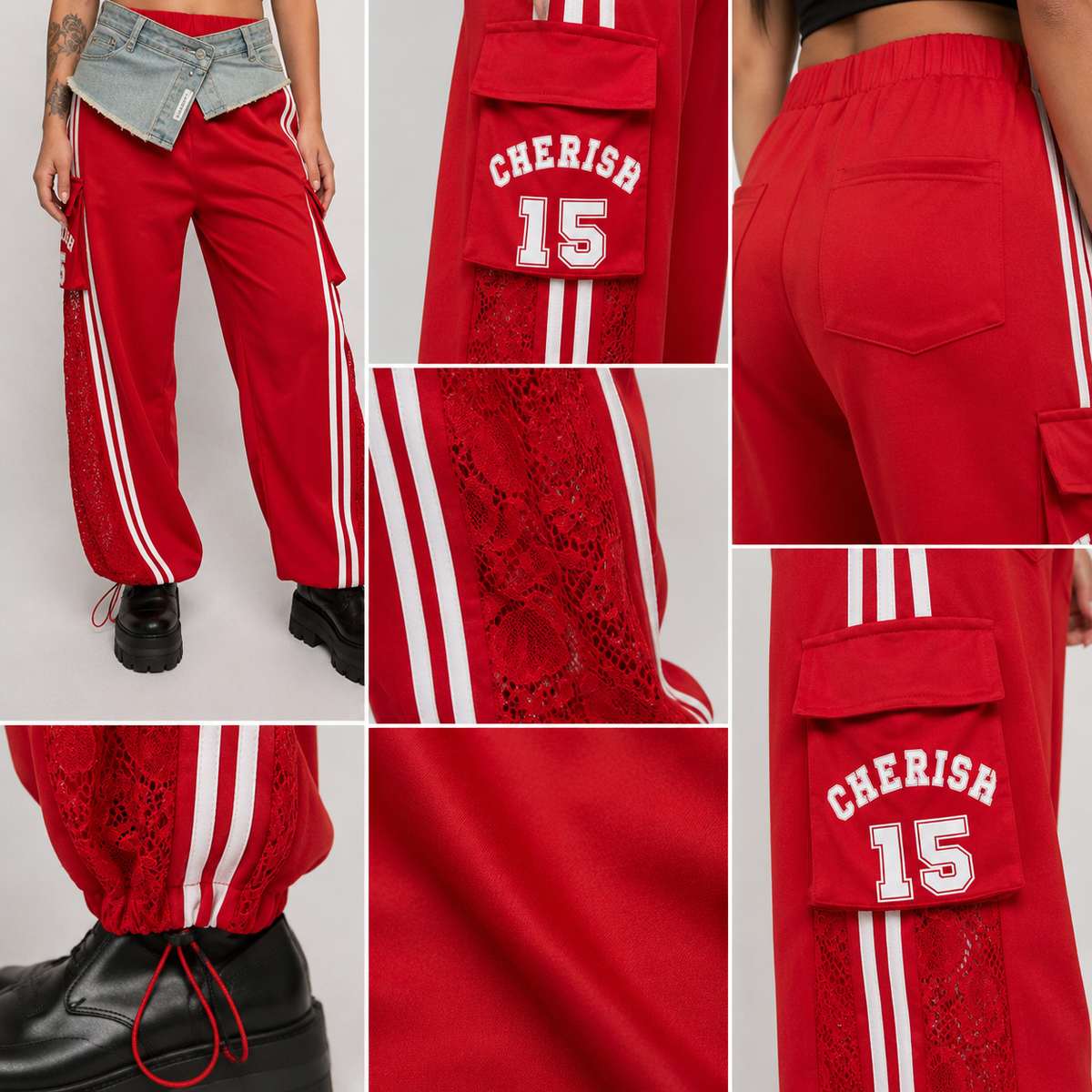 ETICRUE Cherish 15 Lace Cargo Track Pants